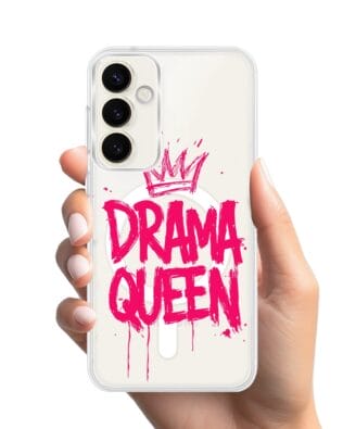 Etui do Samsung Galaxy S23 FE 5G z MagSafe przeźroczyste, silikonowe Flexi, Positive Vibes, Drama Queen