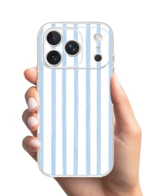 Etui do iPhone 17 Pro przeźroczyste, silikonowe Flexi, Summer Patterns, biało-niebieskie paski