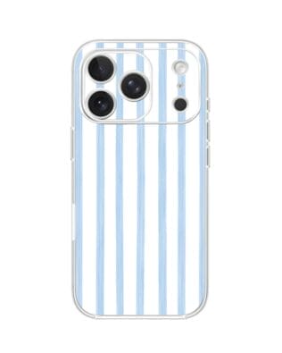 Etui do iPhone 17 Pro przeźroczyste, silikonowe Flexi, Summer Patterns, biało-niebieskie paski