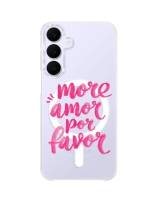 Etui do Samsung Galaxy S25 FE z MagSafe przeźroczyste, silikonowe Flexi, Positive Vibes, More amore per favore