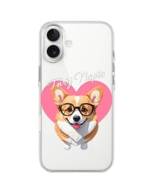 Etui do iPhone 17 przeźroczyste, silikonowe Flexi, Puppy Love, pies rasy Corgi