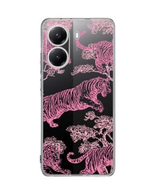 Etui do Xiaomi POCO X7 Pro przeźroczyste, silikonowe Flexi, Mystic, Różowe tygrysy