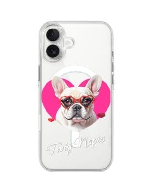 Etui do iPhone 17 z MagSafe przeźroczyste, silikonowe Flexi, Puppy Love, pies rasy Buldog Francuski