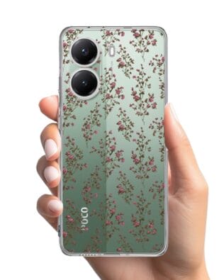 Etui do Xiaomi POCO X7 Pro przeźroczyste, silikonowe Flexi, Mini Patterns, Różyczki