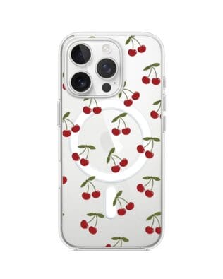 Etui do iPhone 13 Pro z MagSafe przeźroczyste, silikonowe Flexi, Mini Patterns, Wiśnie