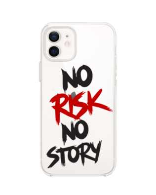 Etui do iPhone 12 przeźroczyste, silikonowe Flexi, Positive Vibes, No Risk No Story