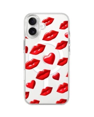 Etui do iPhone 17 z MagSafe przeźroczyste, silikonowe Flexi, czerwone usta