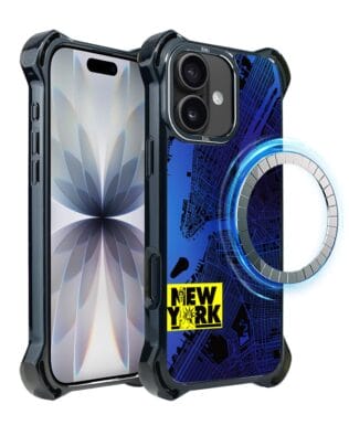 Etui do iPhone 17 IBIZU DropGuard Ultra z MagSafe, mapy świata, New York
