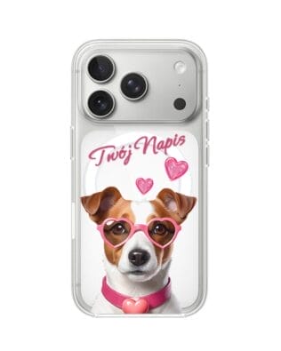 Etui do iPhone 17 Pro Max z MagSafe przeźroczyste, silikonowe Flexi, Puppy Love, pies rasy Jack Russell Terrier