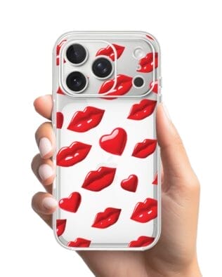 Etui do iPhone 17 Pro Max przeźroczyste, silikonowe Flexi, czerwone usta