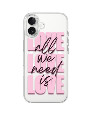Etui do iPhone 17 z MagSafe przeźroczyste, silikonowe Flexi, Positive Vibes, All We Need Is Love
