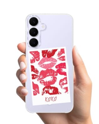 Etui do Samsung Galaxy S25 FE z MagSafe przeźroczyste, silikonowe Flexi, pocałunki, Polaroid