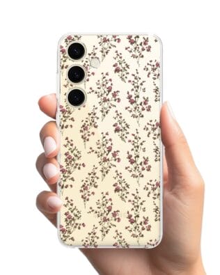 Etui do Samsung Galaxy S24 Plus przeźroczyste, silikonowe Flexi, Mini Patterns, Różyczki