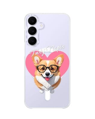 Etui do Samsung Galaxy S25 FE z MagSafe przeźroczyste, silikonowe Flexi, Puppy Love, pies rasy Corgi