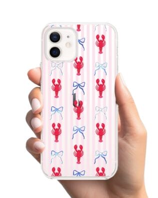 Etui do iPhone 12 przeźroczyste, silikonowe Flexi, krab i kokardki