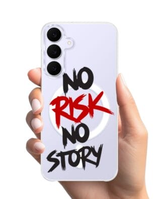 Etui do Samsung Galaxy S25 FE z MagSafe przeźroczyste, silikonowe Flexi, Positive Vibes, No Risk No story