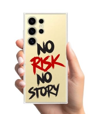 Etui do Samsung Galaxy S24 Ultra przeźroczyste, silikonowe Flexi, Positive Vibes, No Risk No Story