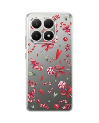 Etui do Xiaomi 15T przeźroczyste, silikonowe Flexi, Cukierki świąteczne