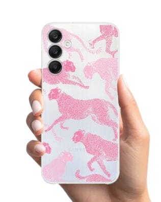 Etui do Samsung Galaxy A25 5G przeźroczyste, silikonowe Flexi, Mystic, Różowe pumy