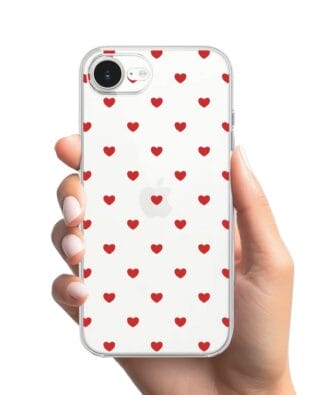 Etui do iPhone 16e przeźroczyste, silikonowe Flexi, Mini Patterns, Serduszka