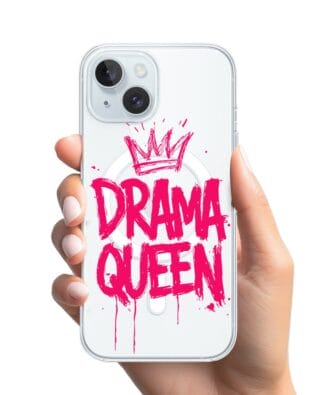 Etui do iPhone 15 z MagSafe przeźroczyste, silikonowe Flexi, Positive Vibes, Drama Queen