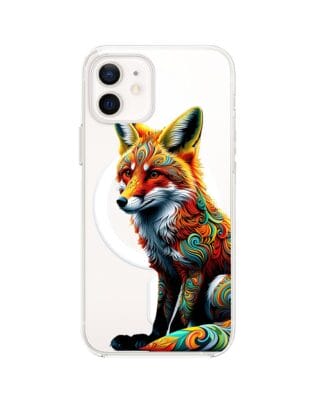 Etui do iPhone 12 Mini z MagSafe przeźroczyste, silikonowe Flexi, Dzika Mandala, Lis