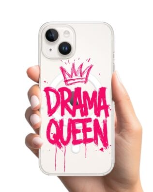 Etui do iPhone 13 Mini z MagSafe przeźroczyste, silikonowe Flexi, Positive Vibes, Drama Queen