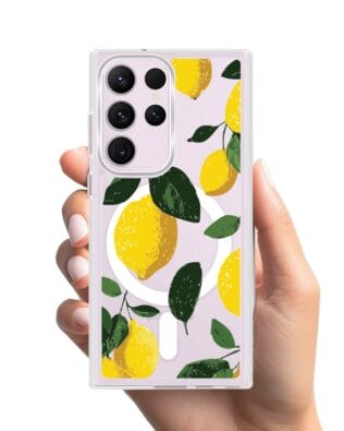 Etui do Samsung Galaxy S23 Ultra z MagSafe przeźroczyste, silikonowe Flexi, Italian Summer, Cytrynowe