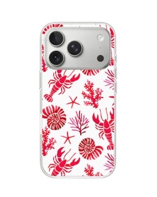 Etui do iPhone 17 Pro Max z MagSafe przeźroczyste, silikonowe Flexi, Summer Patterns, krab, muszle