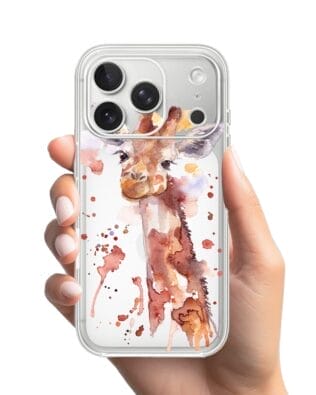 Etui do iPhone 17 Pro przeźroczyste, silikonowe Flexi, Akwarelowe Zoo, Żyrafa