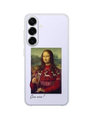 Etui do Samsung Galaxy S25 FE przeźroczyste, silikonowe Flexi, Mona Lisa z szampanem