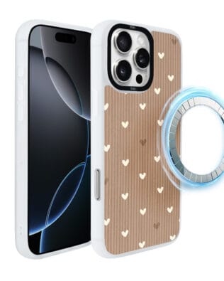 Etui do iPhone 16 Pro IBIZU DropGuard Matt z MagSafe, Boho, Pudrowe serca