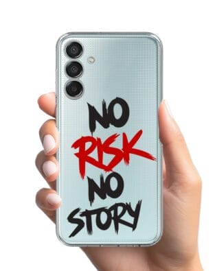 Etui do Samsung Galaxy M15 5G przeźroczyste, silikonowe Flexi, Positive Vibes, No Risk No Story