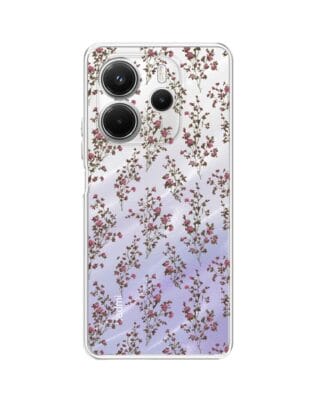 Etui do Xiaomi Redmi Note 14 5G przeźroczyste, silikonowe Flexi, Mini Patterns, Różyczki