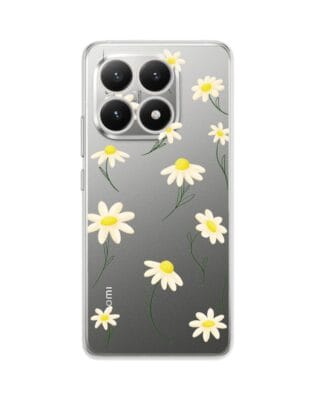 Etui do Xiaomi 15T przeźroczyste, silikonowe Flexi, stokrotki