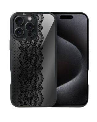 Etui do iPhone 15 Pro Max IBIZU DropGuard Matt z MagSafe, Midnight, Ornamentowa koronka