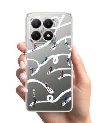 Etui do Xiaomi 15T przeźroczyste, silikonowe Flexi, Zimowa magia, Narciarskie wiraże