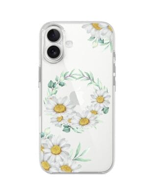 Etui do iPhone 17 przeźroczyste, silikonowe Flexi, wianek stokrotek