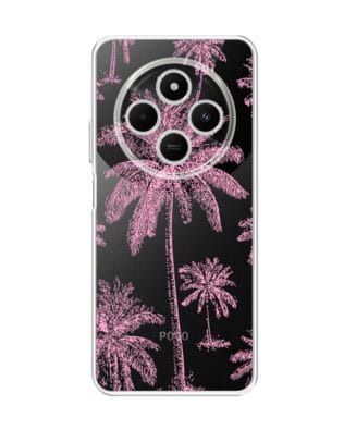 Etui do Xiaomi POCO C75 przeźroczyste, silikonowe Flexi, Mystic, Różowe palmy