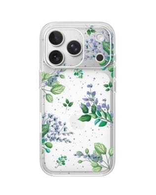 Etui do iPhone 17 Pro Max przeźroczyste, silikonowe Flexi, fioletowe kwiatki