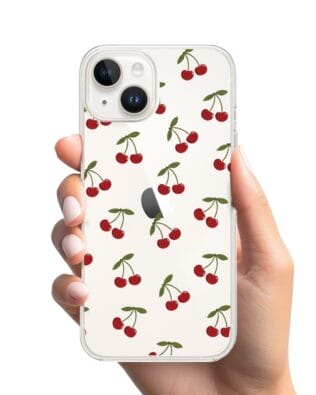 Etui do iPhone 13 Mini przeźroczyste, silikonowe Flexi, Mini Patterns, Wiśnie