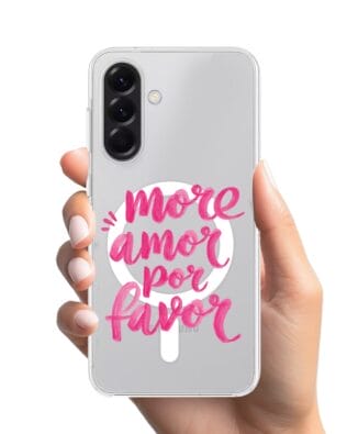 Etui do Samsung Galaxy A56 5G z MagSafe przeźroczyste, silikonowe Flexi, Positive Vibes, More amore per favore