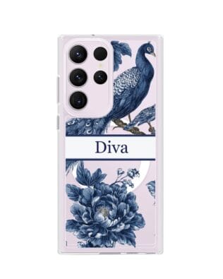 Etui do Samsung Galaxy S23 Ultra z MagSafe przeźroczyste, silikonowe Flexi, Mystic, Diva Peacock