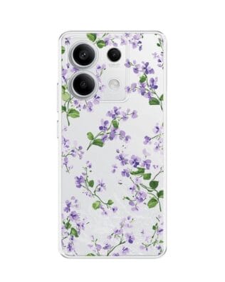 Etui do Xiaomi Redmi Note 13 Pro 5G przeźroczyste, silikonowe Flexi, Fioletowe Bratki