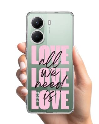 Etui do Xiaomi POCO X7 Pro przeźroczyste, silikonowe Flexi, Positive Vibes, All We Need Is Love