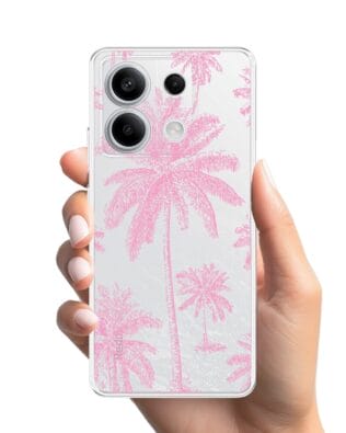 Etui do Xiaomi Redmi Note 13 Pro 5G przeźroczyste, silikonowe Flexi, Mystic, Różowe palmy