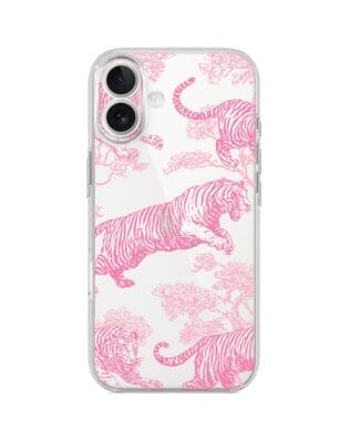 Etui do iPhone 17 przeźroczyste, silikonowe Flexi, Mystic, Różowe tygrysy