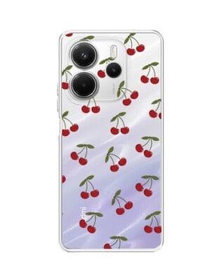 Etui do Xiaomi Redmi Note 14 5G przeźroczyste, silikonowe Flexi, Mini Patterns, Wiśnie