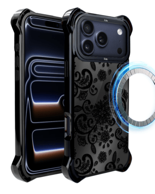 Etui do iPhone 17 Pro Max IBIZU DropGuard Ultra z MagSafe, Midnight, Koronkowa Czerń