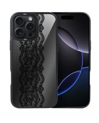 Etui do iPhone 16 Pro IBIZU DropGuard Matt z MagSafe, Midnight, Ornamentowa koronka